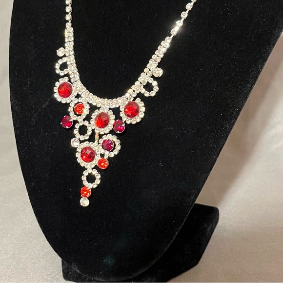 Prom/Special Occasion Necklace and Earrings, Red - Picture 4 of 14